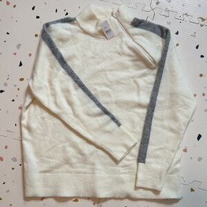 Elegant Cream and Gray Women's Turtleneck Sweater